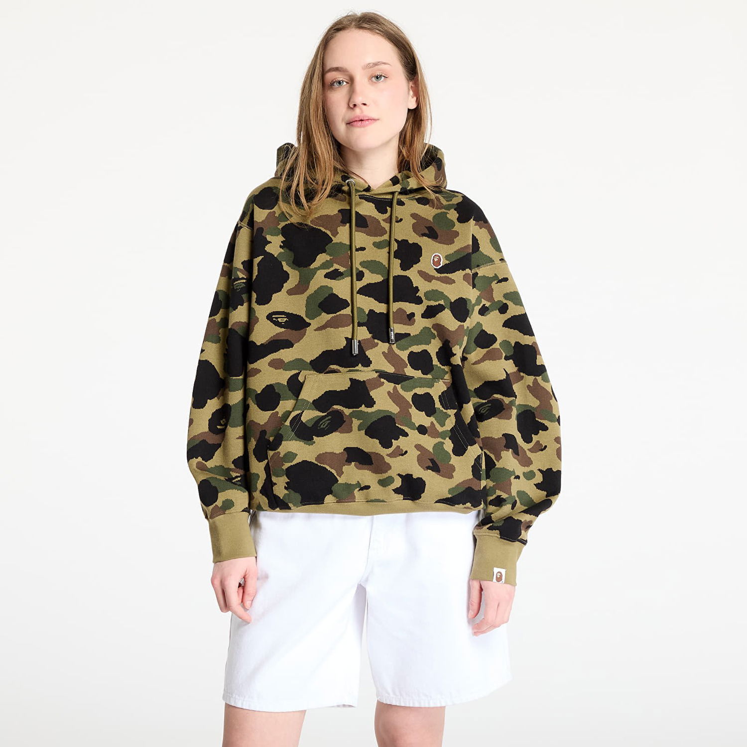 Mikina BAPE A BATHING APE 1St Camo Jacquard One Point Relaxed Fit Pullover Hoodie Zelené | 001PPL301302MGRN, 0