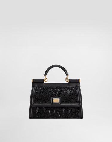 Kabelka Dolce & Gabbana Dolce & Gabbana Small Sicily Embroidered Lace Handbag Čierna | BB7116B9I478S485, 0