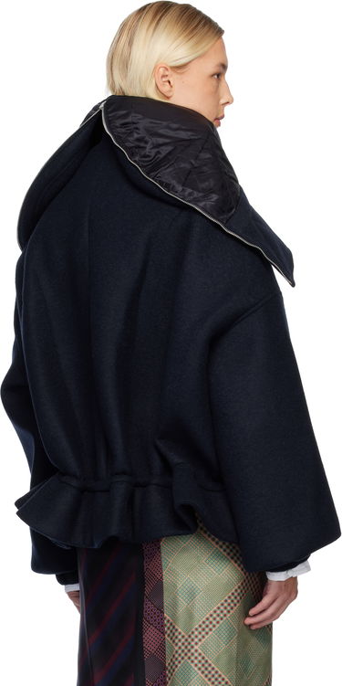 Parka Dries Van Noten Dries Van Noten Bonded Short Cape Collar Parka Navy | 252-010526-2231, 2