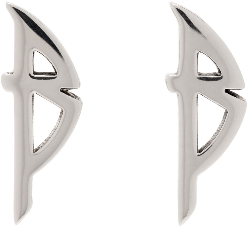 Náušnice Balenciaga Silver Typo Metal Earrings Metalická | 787785 TZ99I