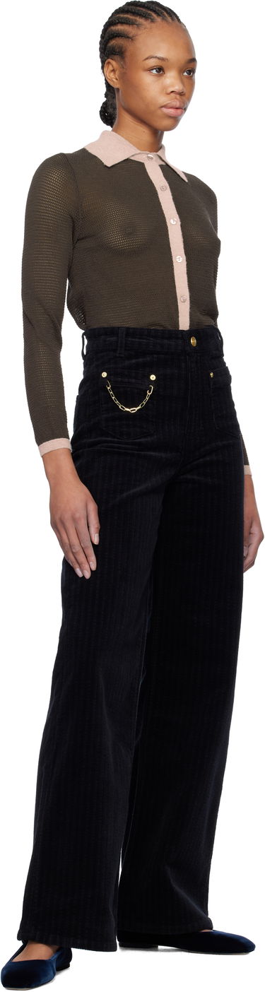 Nohavice GANNI GANNI Magny Corduroy Flare Pants Čierna | W0160, 3