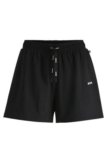 Šortky BOSS BOSS Stretch Cotton Pyjama Shorts with Drawstring and Logo Print Čierna | 50515606, 0