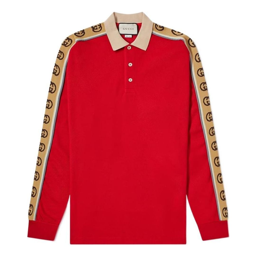 Polo tričko Gucci Gucci Long Sleeve Polo With Stripe Červená | 598955-XJB0Q-6057, 0