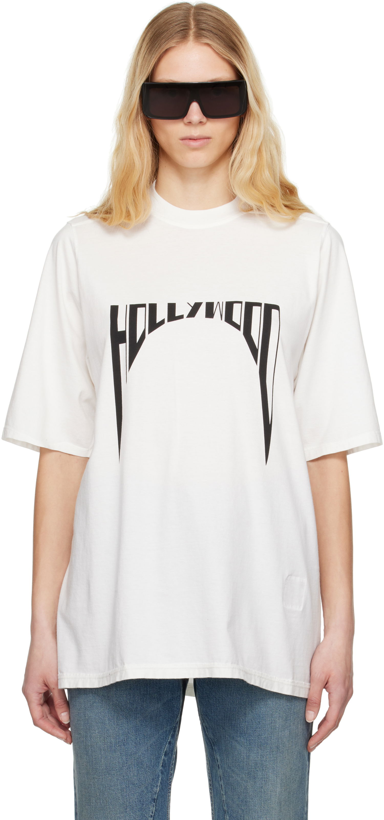 Tričko Rick Owens Rick Owens DRKSHDW Hollywood Jumbo T-Shirt Biela | DS01E3204 RNEP2, 0