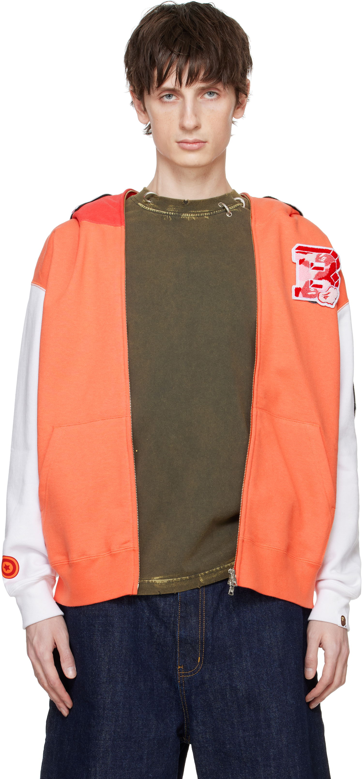 Mikina BAPE Shark Full Zip Hoodie Oranžová | 001ZPK701307M, 0