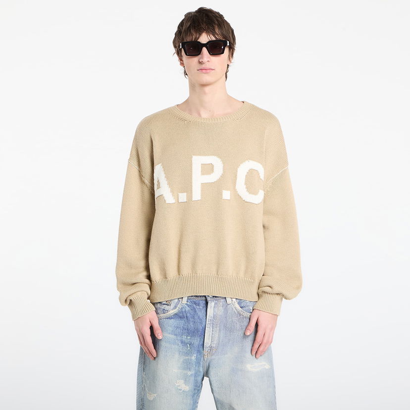 Sveter A.P.C. Logo Jumper XXL Béžová | WOASL-M23009 AAE