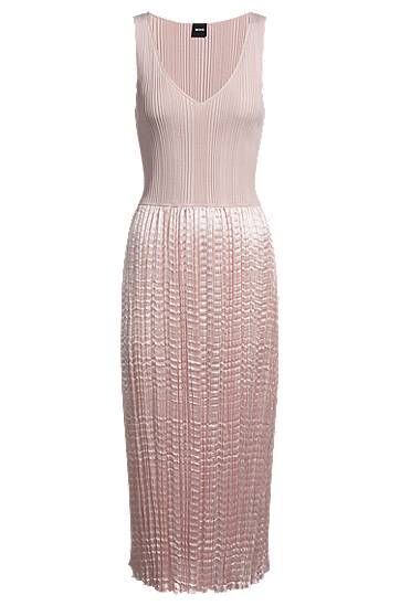 Šaty BOSS Knit Dress with Lustrous Structured Skirt Ružová | 50537736, 0