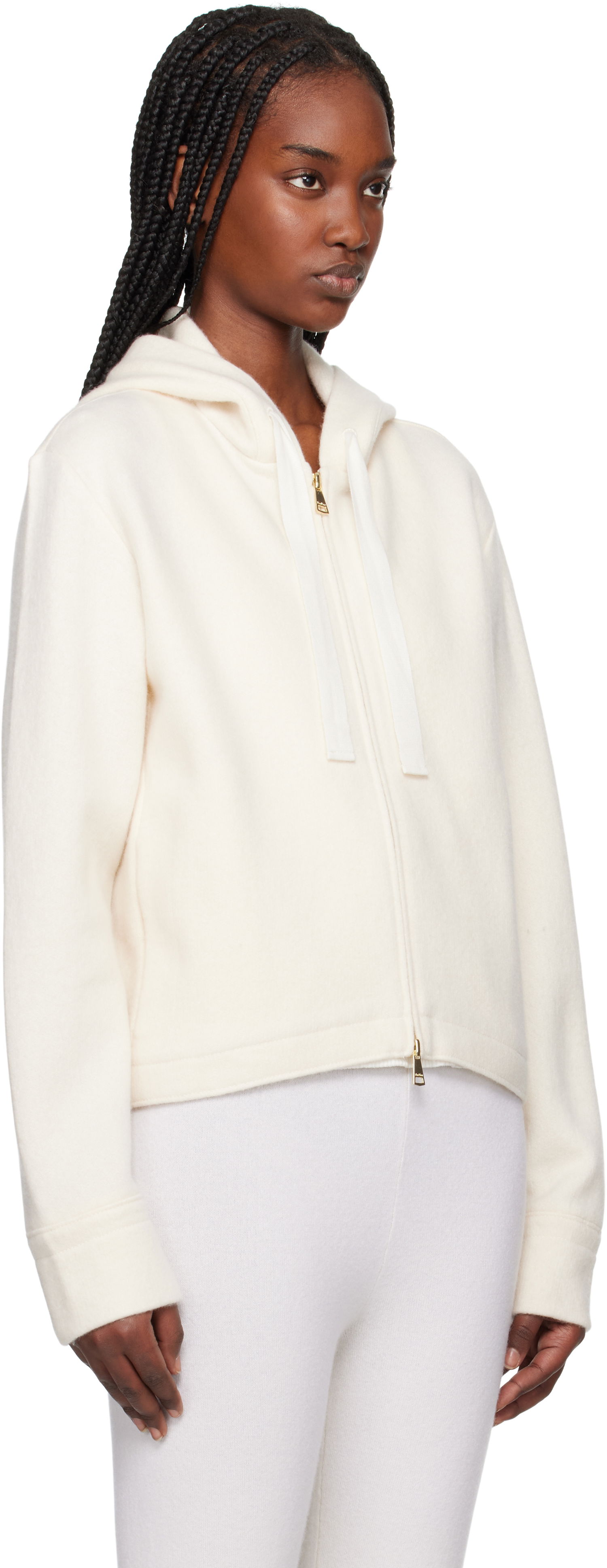 Mikina Max Mara Max Mara Abilita Cropped Knit Zip Hoodie Biela | 2511921058600, 1