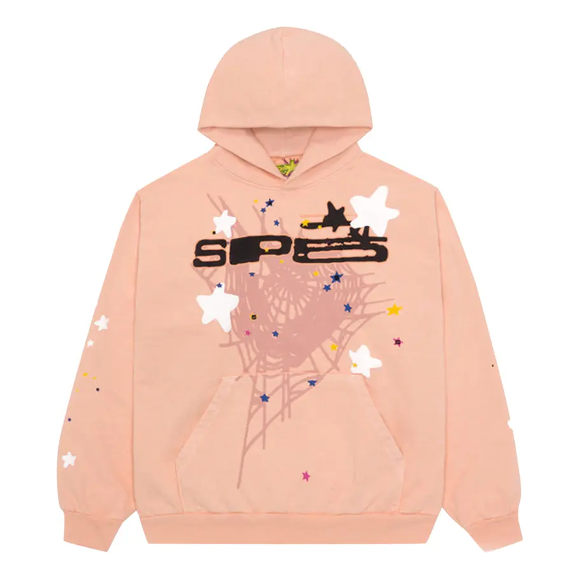 Mikina Sp5der Sp5der Web and Stars Hoodie Ružová | SP5-PEACH-HD
