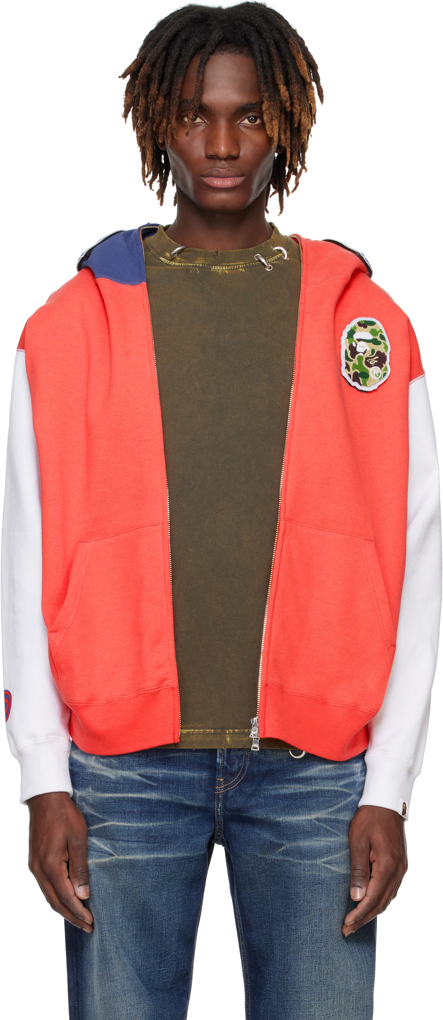 Mikina BAPE Shark Full Zip Hoodie Červená | 001ZPK701306M, 0