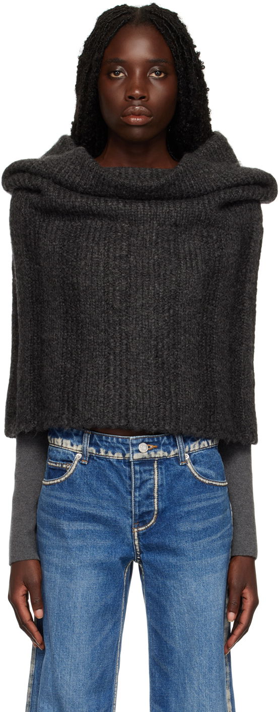 Sveter We11done We11done Cowl Neck Cropped Sweater Šedá | WD-KL3-22-630-W-CH, 0