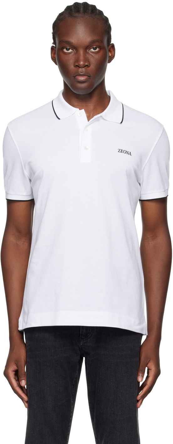Polo tričko ZEGNA Stretch Cotton Polo Biela | E7358A5-B746-N00, 0