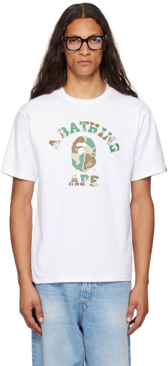 Tričko BAPE BAPE White Liquid Camo College T-Shirt Biela | 001TEK301028M