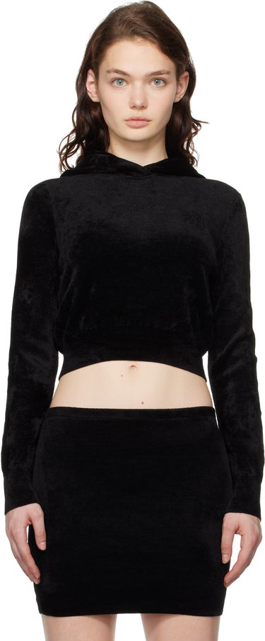 Mikina Alexander Wang Alexander Wang Cropped Velour Hoodie Čierna | 4KC4241002, 0