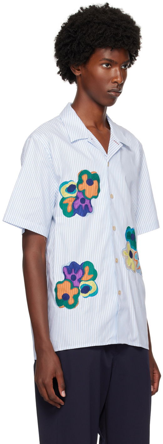 PS Paul Smith Striped Flowers Appliquéd Shirt