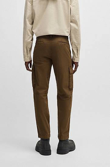 Cargo nohavice BOSS Stretch Cotton Twill Cargo Trousers Hnedá | 50530599, 1