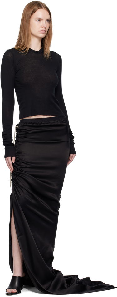 Mikina Rick Owens Rick Owens Concordians Cropped Rib Long Sleeve Hoodie Čierna | RP02E4210 MR, 3