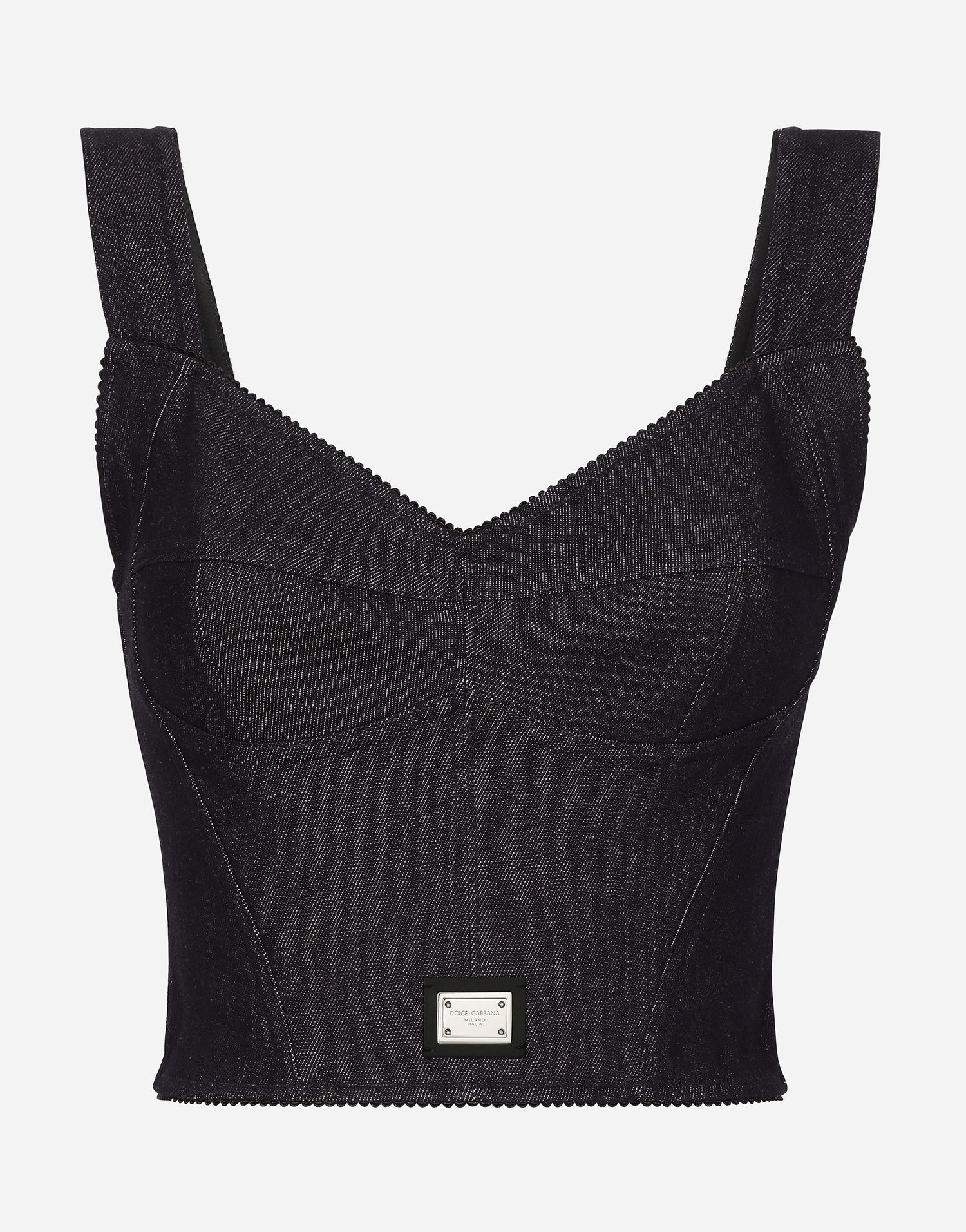 Crop Top Dolce & Gabbana Cotton Denim Corset Top Modrá | F7W98DG8LT2S9001, 0