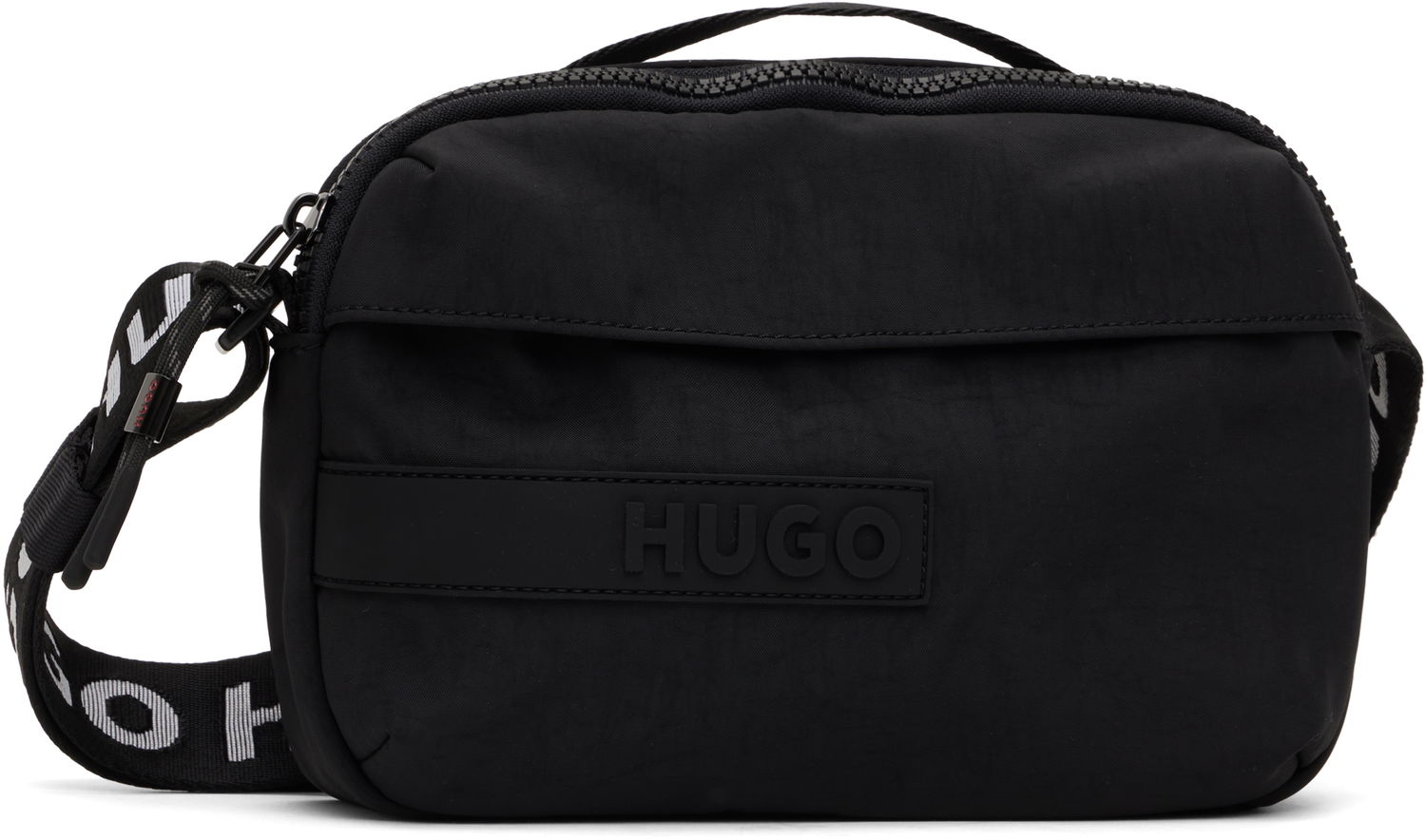 Taška cez rameno BOSS HUGO Recycled Nylon Canvas Crossbody Bag Čierna | 50541922, 0