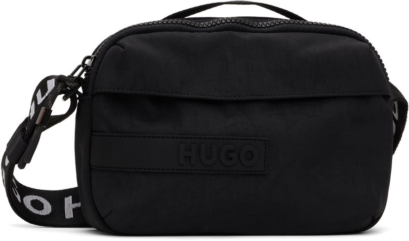 Taška cez rameno BOSS HUGO Recycled Nylon Canvas Crossbody Bag Čierna | 50541922