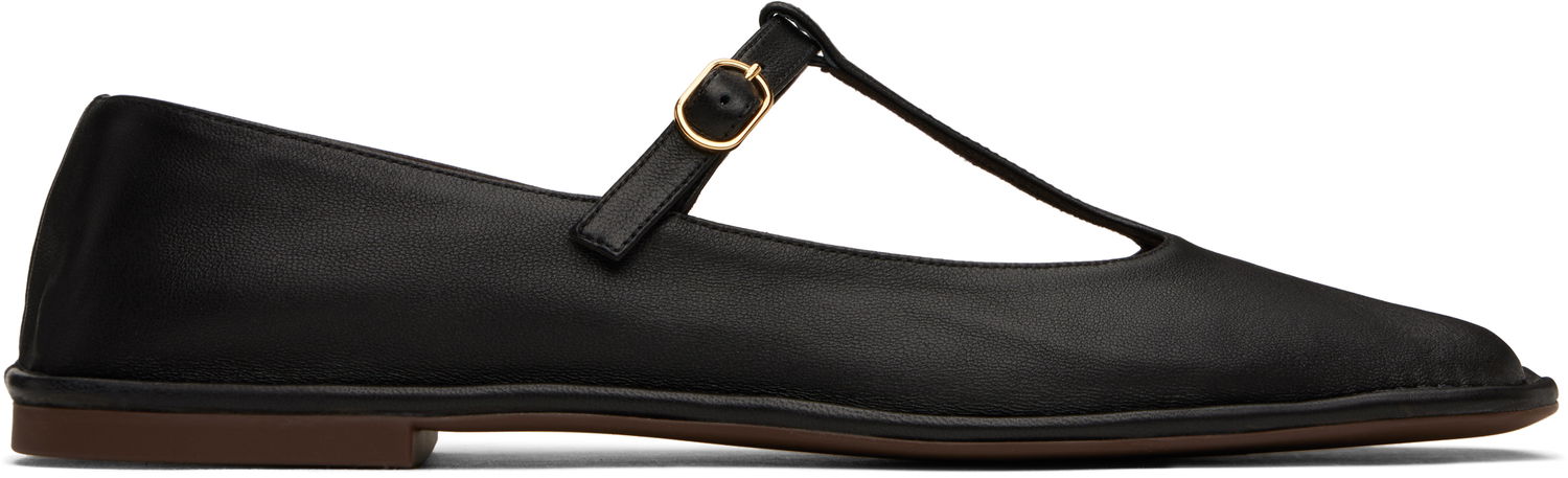 Tenisky a topánky The Row The Row Square T-Strap Ballerina Flats Čierna | F1599-SL3, 0