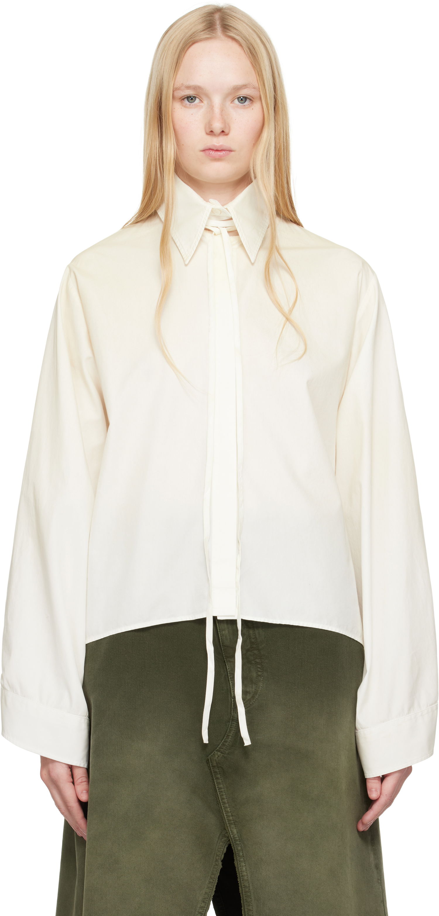 Košeľa Maison Margiela MM6 Maison Margiela Cotton Poplin Tie-Neck Shirt Biela | S62DT0039 M35458, 0