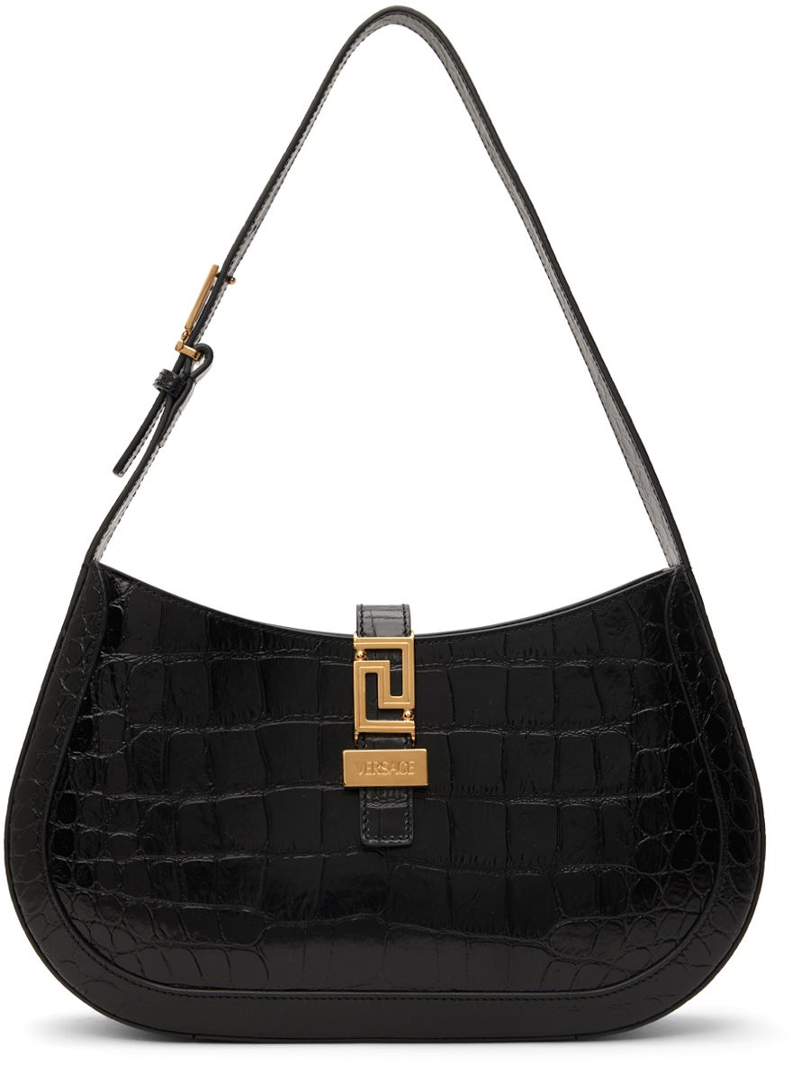 Taška cez rameno Versace Croc-Embossed Bag Čierna | 1013166_1A08724_1B00V, 0