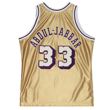 Dres Mitchell & Ness Los Angeles Lakers Kareem Abdul-Jabbar 75th Gold Swingman Jersey Metalická | SMJY4398-LAL83KABGOLD, 2