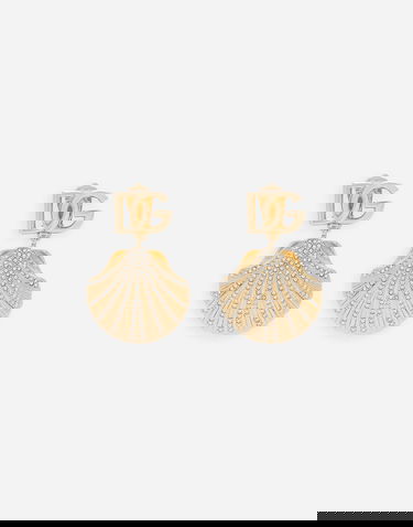 Náušnice Dolce & Gabbana Rhinestone-Detailed Shell Earrings Metalická | WEQ6A5W1111ZOO00, 3