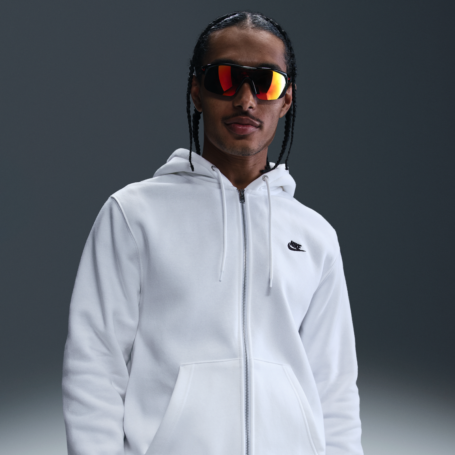 Mikina Nike Nike Club Fleece Full-Zip Hoodie Biela | FN3861-100, 0
