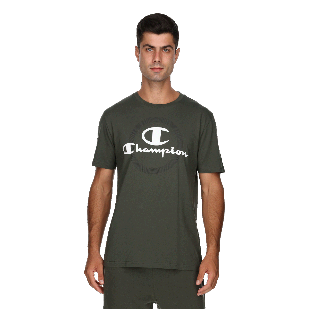 Tričko Champion Short Sleeve Crew Neck T-Shirt with Circular Graphic Print Zelené | 220877-GS543, 0