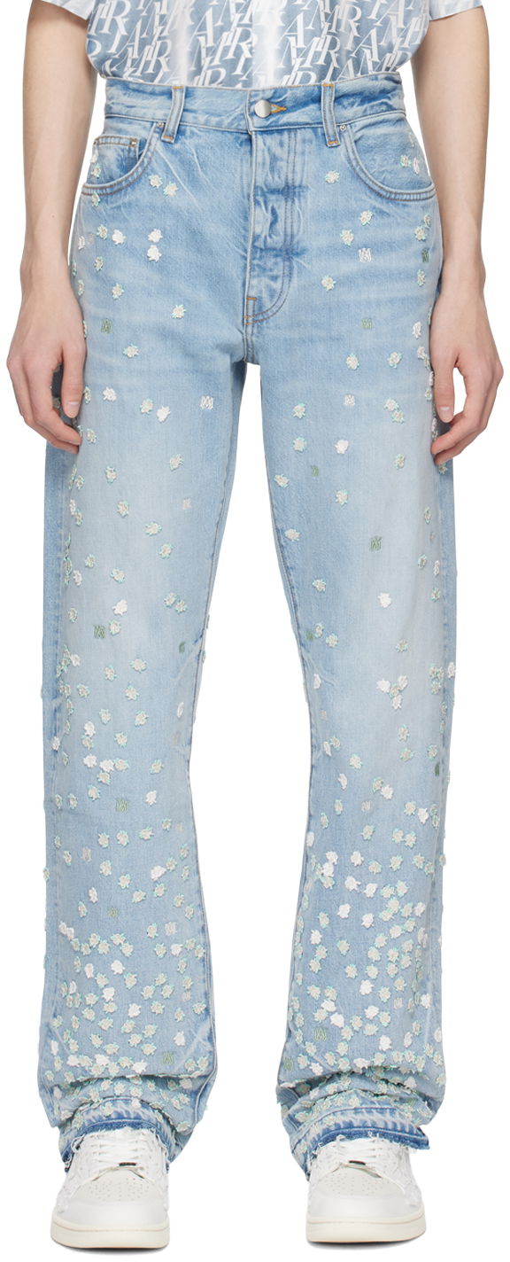 Džínsy AMIRI AMIRI Floral Embroidered Jeans Modrá | AMDNGH1012, 0
