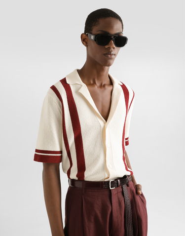 Polo tričko Dolce & Gabbana Dolce & Gabbana Knitted Striped Polo Shirt Biela | GXVB7TJFMNAW8266, 3