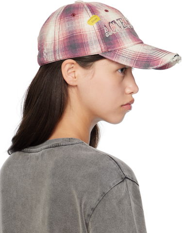 Šiltovka Acne Studios Distressed Plaid Cap Ružová | C40411-, 4