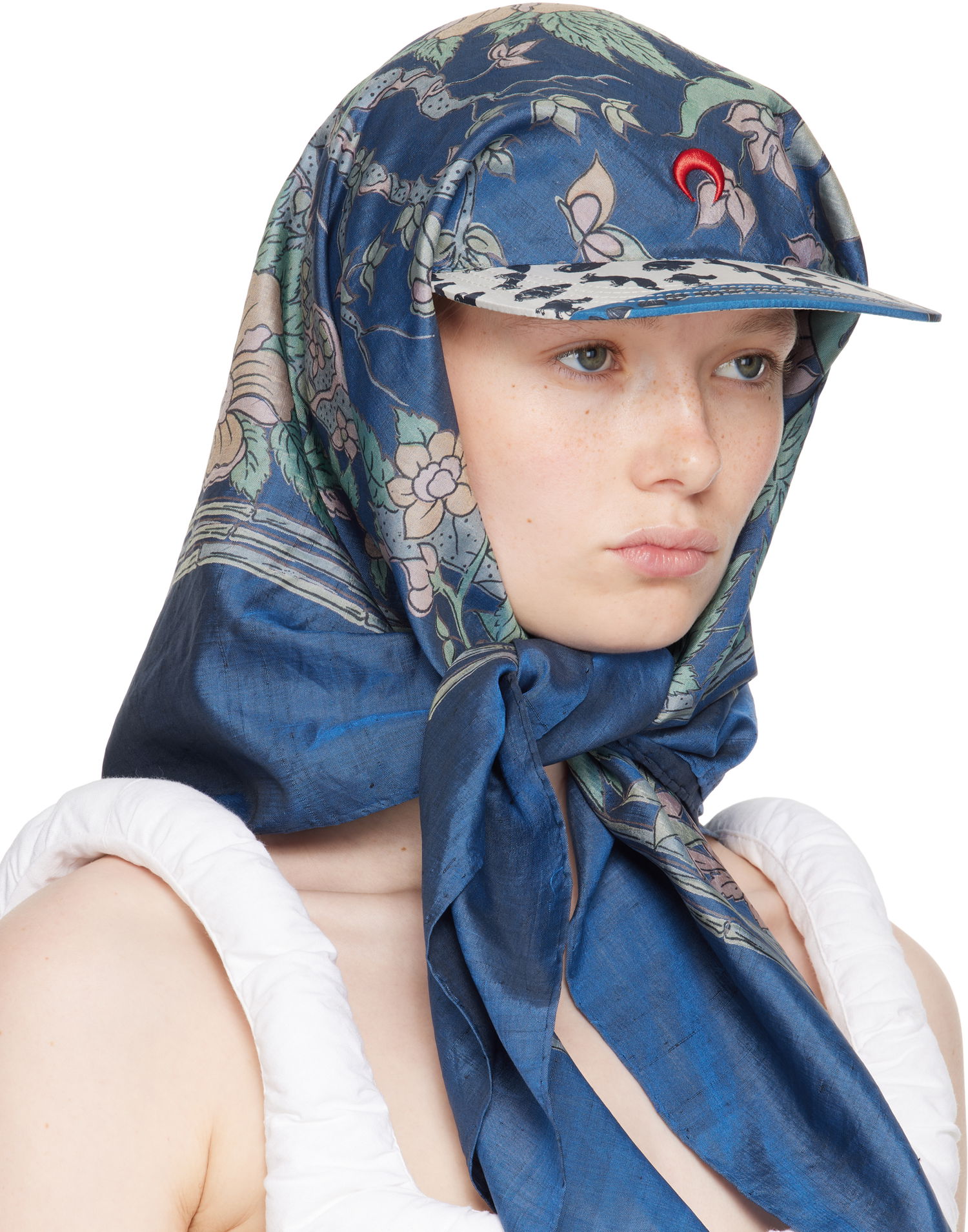 Šál Marine Serre Marine Serre Regenerated Silk Scarves Veiled Cap Modrá | UHG028A UWOV0028, 1