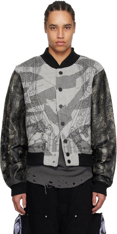 Bomber bunda Who Decides War Who Decides War Notre Dame Embroidered Varsity Jacket Šedá | 1131340021SS25, 0