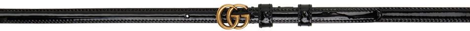 Opasok Gucci Thin Patent Double G Čierna | 707327 1J70C, 0