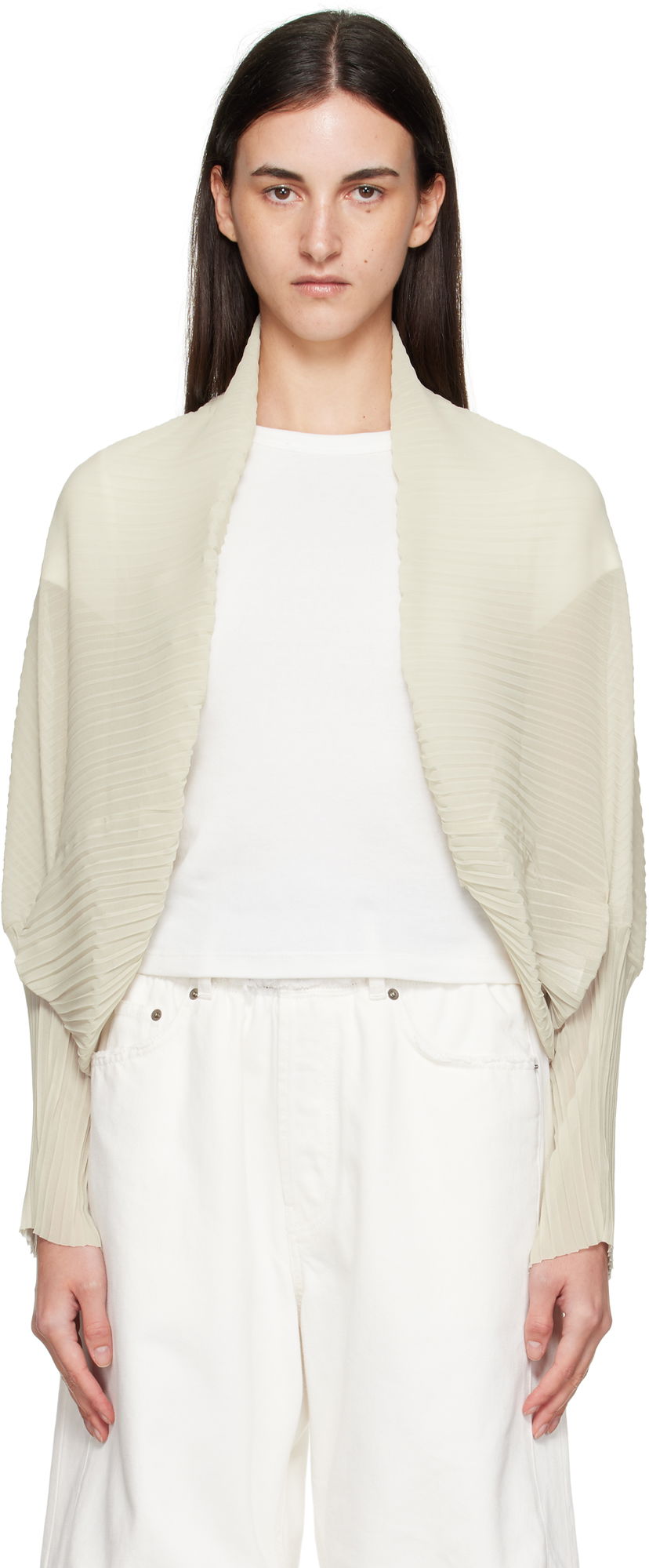 Sveter Max Mara Max Mara Vesuvio Pleated Cardigan Béžová | 2514731012600
