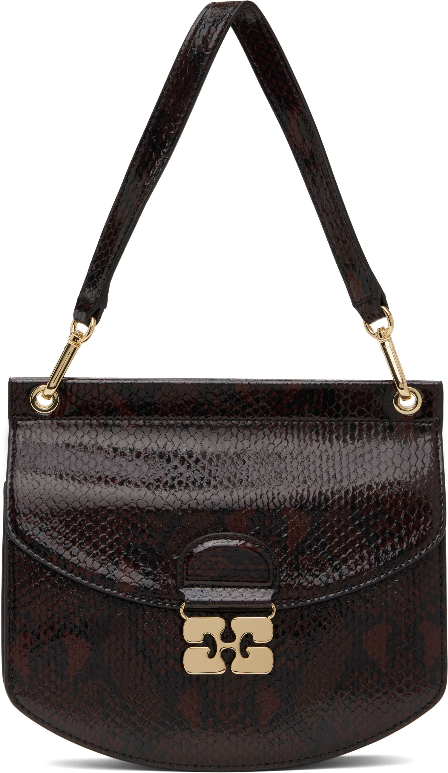 Kabelka GANNI GANNI Small Apo-G Snakeskin Shoulder Bag Hnedá | A6348, 0
