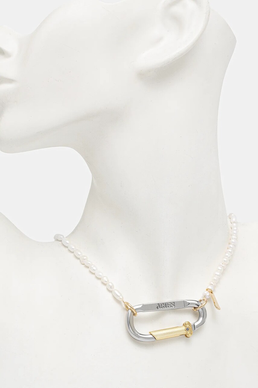 Náhrdelník Aries Aries Mini Carabiner Pearl Necklace Biela | AR9026703, 1