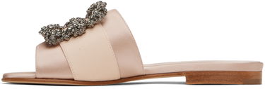 Doplnky Manolo Blahnik Manolo Blahnik Martamod Satin Slide Sandals with Crystal Embellishment Ružová | 218-0049, 2