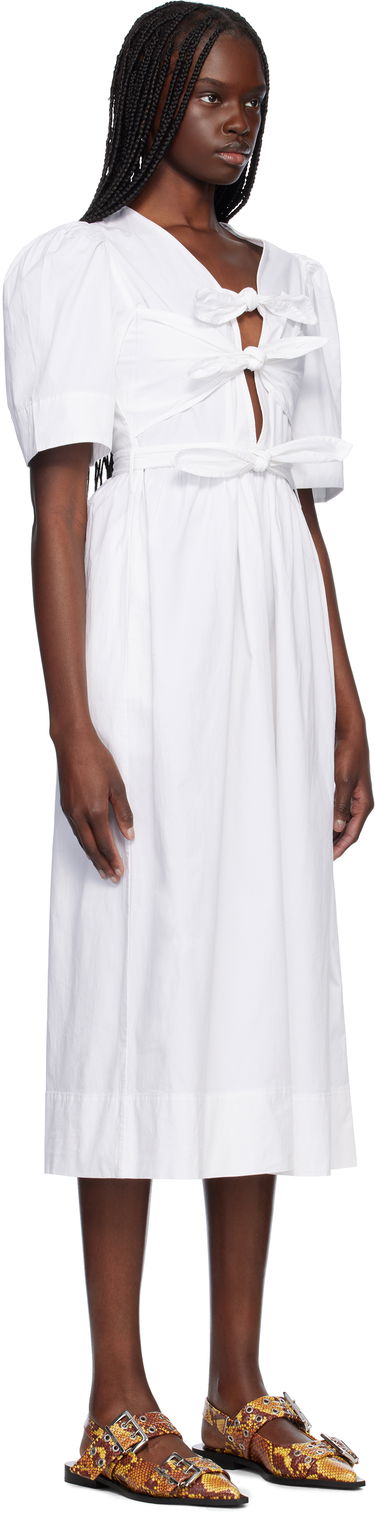Šaty GANNI GANNI Stretch Cotton Tie Strap Midi Dress Biela | W0306, 1