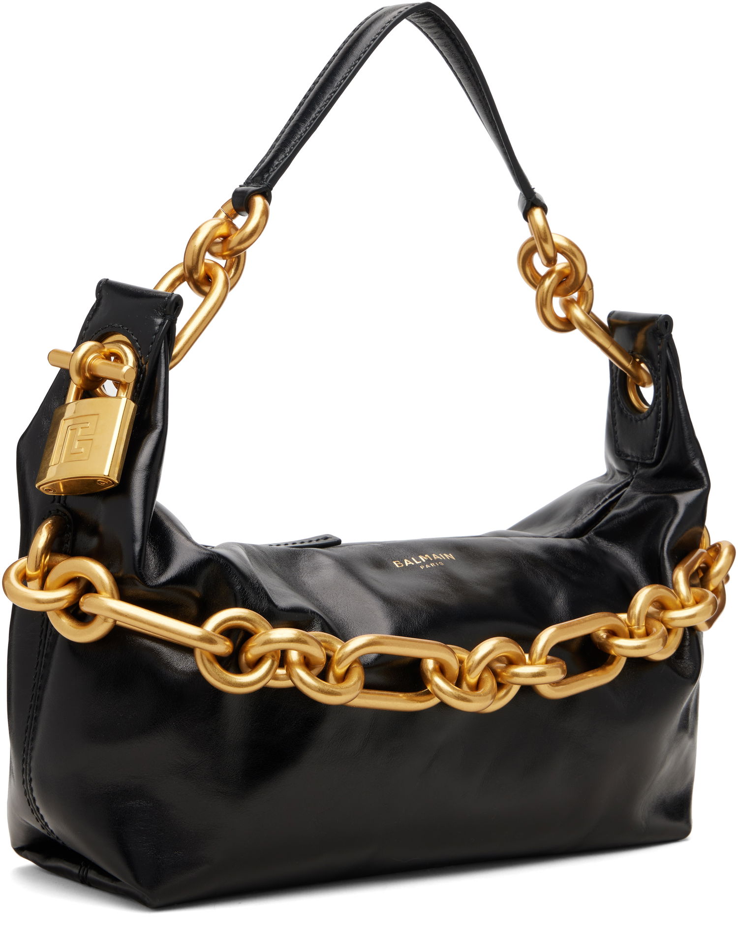 Taška cez rameno Balmain Medium Leather Chain Sync Bag Čierna | FN0BS002LMTE, 1