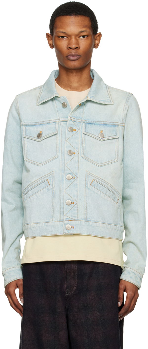 Bunda AMI Flap Pocket Denim Jacket Modrá | HJK207.DE0002, 0