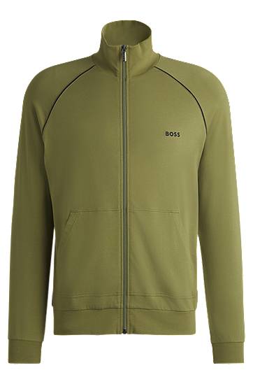 Bunda BOSS BOSS Regular-Fit Stretch-Cotton Jersey Jacket Zelené | 50515307, 0