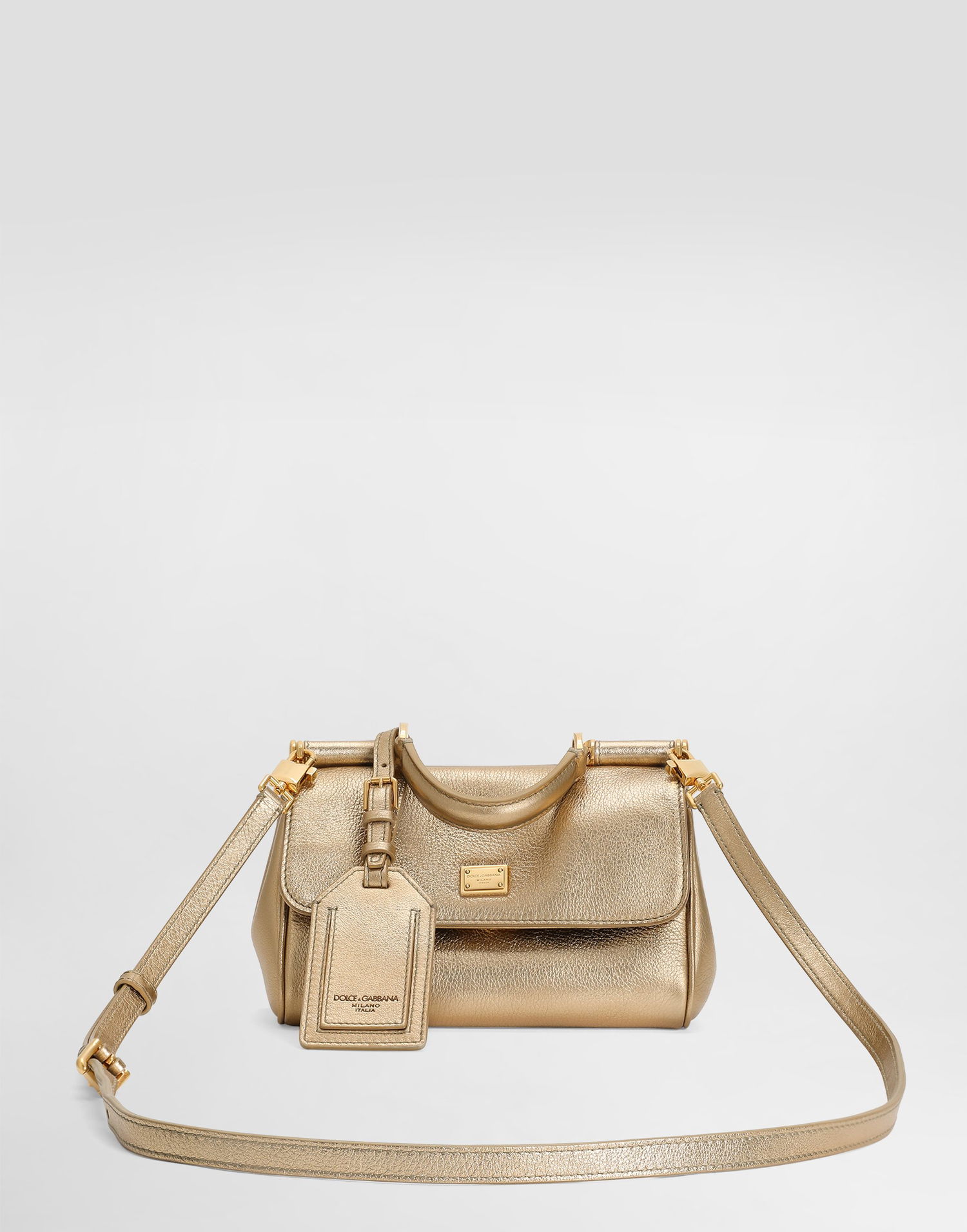 Kabelka Dolce & Gabbana My Sicily Pebbled Leather Top Handle Flap Bag Metalická | BB7864BZ6488H945, 0