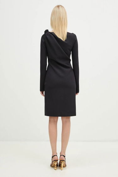 Šaty JW Anderson JW Anderson Shoulder Drape V-Neck Mini Dress Čierna | DR0446.PG1573.999, 2