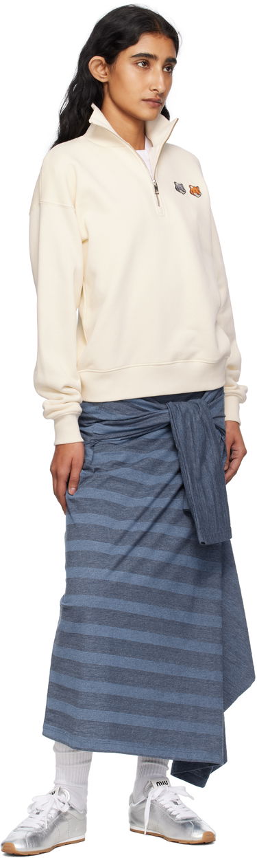 Mikina MAISON KITSUNÉ Maison Kitsuné Double Fox Head Half Zip Sweatshirt Béžová | OW211CFKM0321, 3