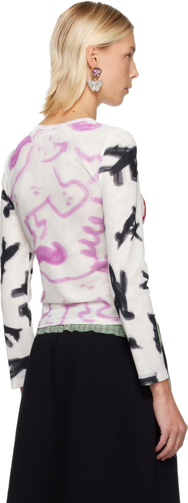 Tričko Chopova Lowena Chopova Lowena Long-Sleeve Graphic Mesh T-shirt Biela | 2415, 2