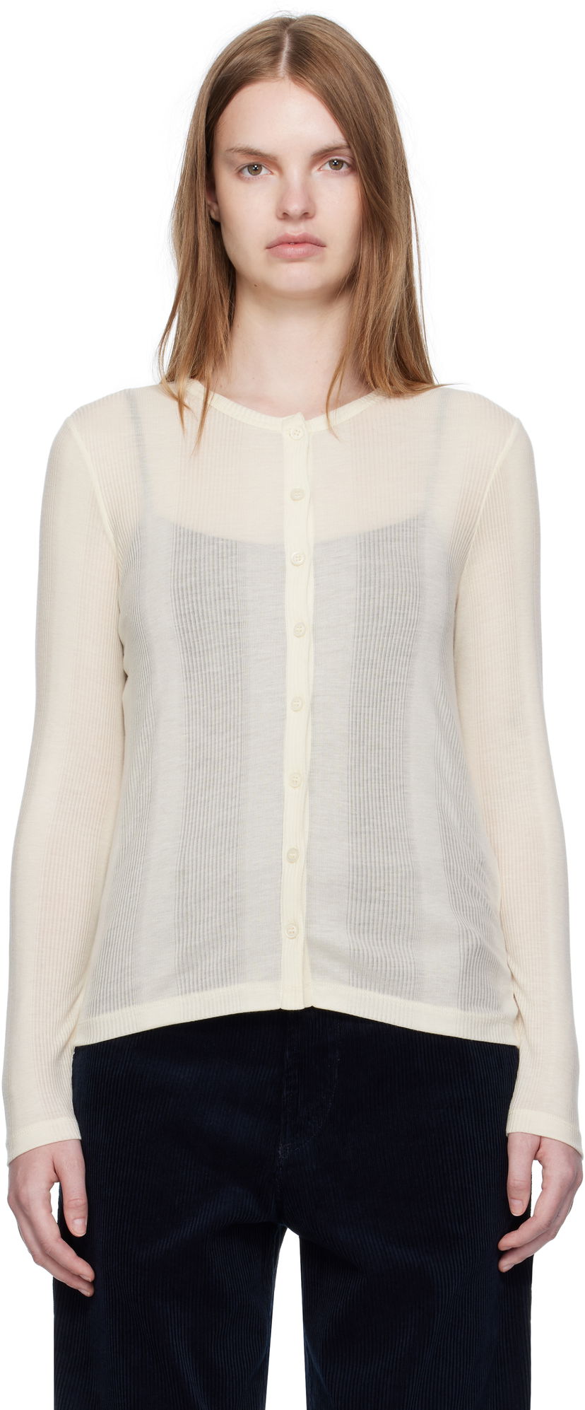 Sveter A.P.C. A.P.C. Lorie Button Cardigan Béžová | LYAAW-F22331